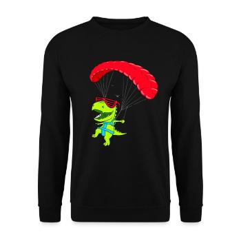 Lustiger Hanggleiter Dinosaurier Paraglider Flug - Unisex Pullover - Schwarz - Vorne - Alina (178cm) & Michal (187cm)