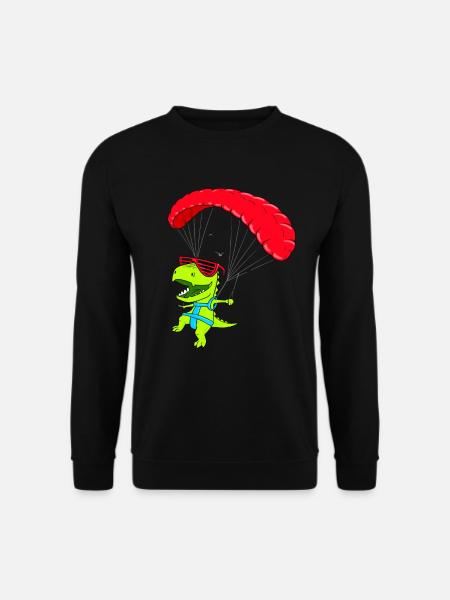 Funny Hang glider dinosaur paraglider flight - Unisex Sweatshirt - black