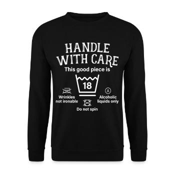 Manipuler avec soin dix-huit cadeau 18e anniversaire - Sweat-shirt Unisexe - noir - Devant - Alina (178cm) & Michal (187cm)