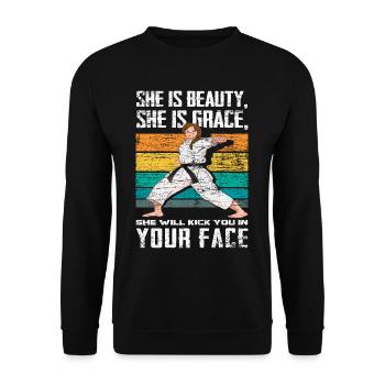 Idée cadeau rétro fille de Taekwondo - Sweat-shirt Unisexe - noir - Devant - Alina (178cm) & Michal (187cm)