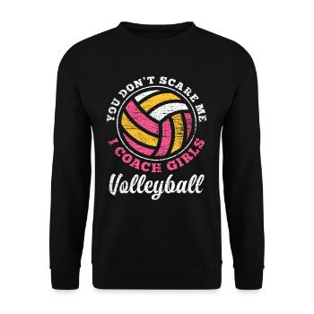 Volleyball Trainer Geschenk - Unisex Pullover - Schwarz - Vorne - Alina (178cm) & Michal (187cm)