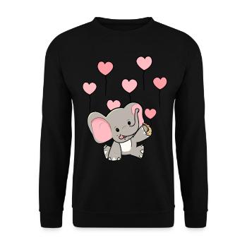 Cœurs Ballons Faune Éléphant Bébé Naissance - Sweat-shirt Unisexe - noir - Devant - Alina (178cm) & Michal (187cm)