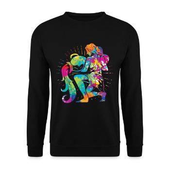 Sternzeichen Wassermann Astrologie Horoskop - Unisex Pullover - Schwarz - Vorne - Alina (178cm) & Michal (187cm)