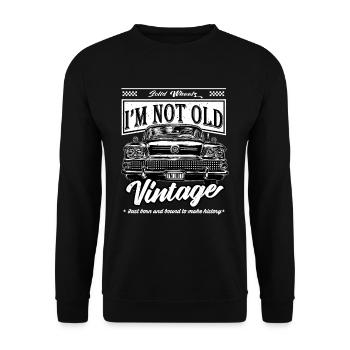 Ich bin nicht alt sondern Vintage Classic Car - Unisex Pullover - Schwarz - Vorne - Alina (178cm) & Michal (187cm)