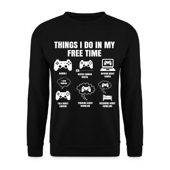 Things I Do In My Free Time Gaming - Unisex Sweatshirt - black - Front - Alina (178cm) & Michal (187cm)