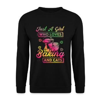 Just A Girl Who Loves Baking And Cats Vintage - Unisex Sweatshirt - black - Front - Alina (178cm) & Michal (187cm)
