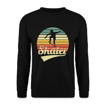 Skater Vintage Skateboard Skate Retro Skateboarder - Unisex Pullover - Schwarz - Vorne - Alina (178cm) & Michal (187cm)