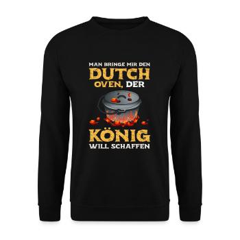 Man Bringe Mir Den Dutch Oven Grillmeister - Unisex Pullover - Schwarz - Vorne - Alina (178cm) & Michal (187cm)