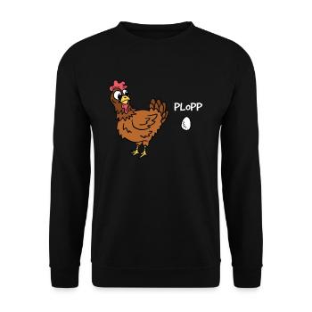 Chicken Plopp Egg Funny chicken eggs chicken farmer - Unisex Sweatshirt - black - Front - Alina (178cm) & Michal (187cm)