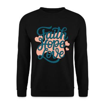 Glaube Hoffnung Liebe - Unisex Pullover - Schwarz - Vorne - Alina (178cm) & Michal (187cm)