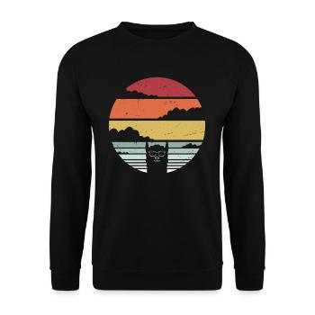 Lama Vintage Retro Alpaka Sunset Cadeau - Sweat-shirt Unisexe - noir - Devant - Alina (178cm) & Michal (187cm)