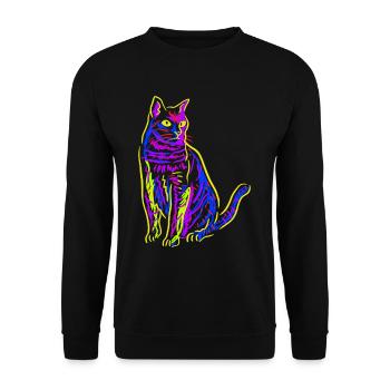 Neon Art Cat - Neon Chat Félin - Sweat-shirt Unisexe - noir - Devant - Alina (178cm) & Michal (187cm)
