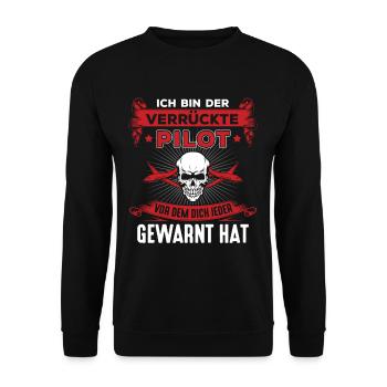 Verrückter Pilot Flugzeug Luftfahrt Totenkopf - Unisex Pullover - Schwarz - Vorne - Alina (178cm) & Michal (187cm)