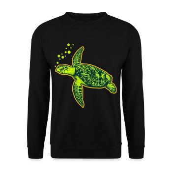 Meeresschildkröte Schildkröten Geschenk Retro - Unisex Pullover - Schwarz - Vorne - Alina (178cm) & Michal (187cm)