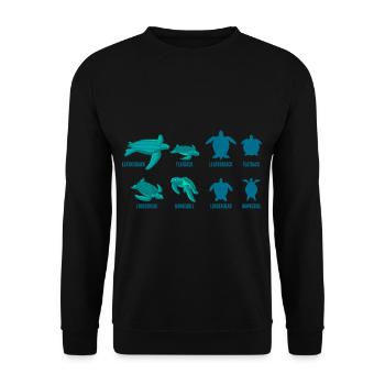 Schildkrötennamen Schildkröten Geschenk - Unisex Pullover - Schwarz - Vorne - Alina (178cm) & Michal (187cm)