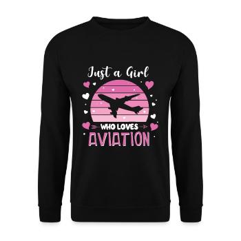 Just A Girl Who Loves Aviation Aviation Airplane - Unisex Sweatshirt - black - Front - Alina (178cm) & Michal (187cm)