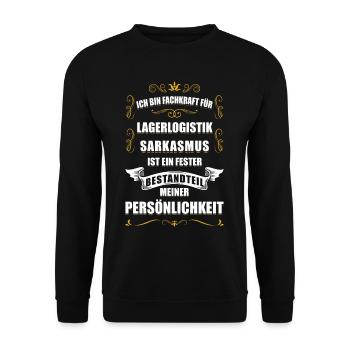 Ich bin Fachkraft für Lagerlogistik Staplerfahrer - Unisex Pullover - Schwarz - Vorne - Alina (178cm) & Michal (187cm)