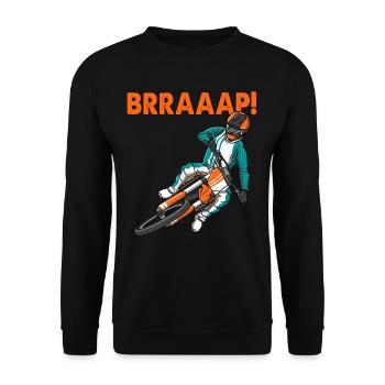 Braaap Motocross Motorcycle Dirtbike Offroad Biker - Unisex Pullover - Schwarz - Vorne - Alina (178cm) & Michal (187cm)