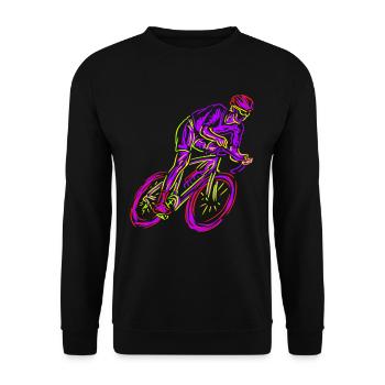 Neon Road Bike Rider Neon Art Bicycle Cycling - Unisex Sweatshirt - black - Front - Alina (178cm) & Michal (187cm)