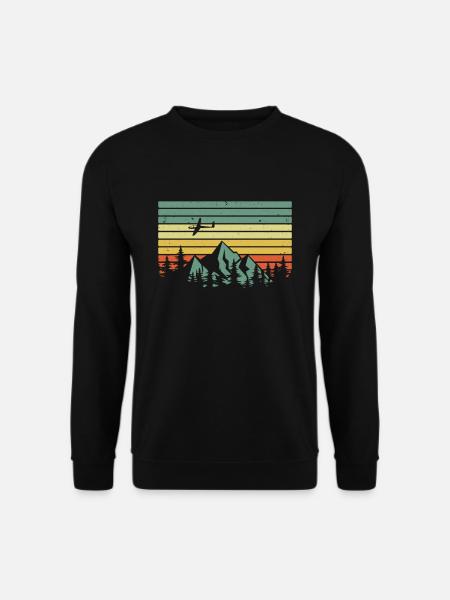 Vintage glider mountains retro glider pilot - Unisex Sweatshirt - black