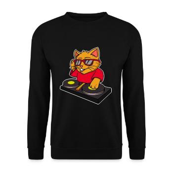 DJ Cool Cat - Unisex Pullover - Schwarz - Vorne - Alina (178cm) & Michal (187cm)