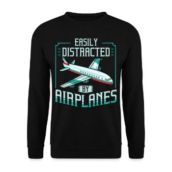 Pilot Plane Airport Aviation Flying - Unisex Sweatshirt - black - Front - Alina (178cm) & Michal (187cm)