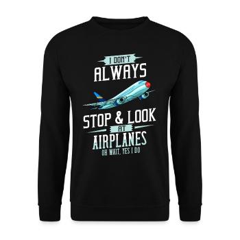 Pilot Plane Airport Aviation Flying - Unisex Sweatshirt - black - Front - Alina (178cm) & Michal (187cm)