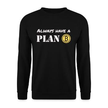 Bitcoin Trader einen Plan B haben Cryptowährung - Unisex Pullover - Schwarz - Vorne - Alina (178cm) & Michal (187cm)