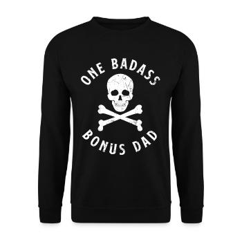 Stiefvater Bonus Papa - Unisex Pullover - Schwarz - Vorne - Alina (178cm) & Michal (187cm)
