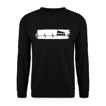 Heartbeat Camping Retro Camper Bus RV - Unisex Sweatshirt - black - Front - Alina (178cm) & Michal (187cm)