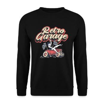 Rétro garage auto mécanicien garage garage - Sweat-shirt Unisexe - noir - Devant - Alina (178cm) & Michal (187cm)