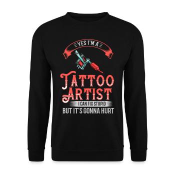 Tattoo Tattoo Tattoo Machine Tattoo Machine - Unisex Sweatshirt - black - Front - Alina (178cm) & Michal (187cm)
