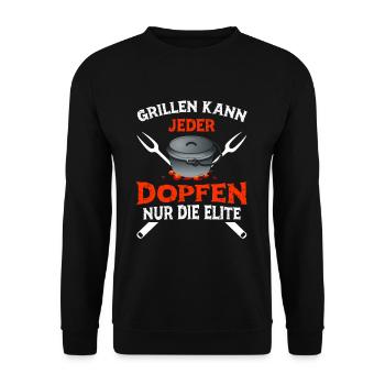 Grillen kann jeder Dopfen nur die Elite Dutch Oven - Unisex Pullover - Schwarz - Vorne - Alina (178cm) & Michal (187cm)