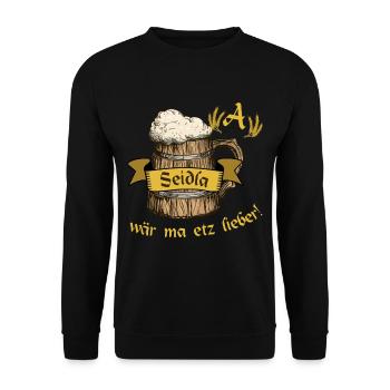 A Seidla wär ma etz lieber sommer Bier Genuss - Unisex Pullover - Schwarz - Vorne - Alina (178cm) & Michal (187cm)