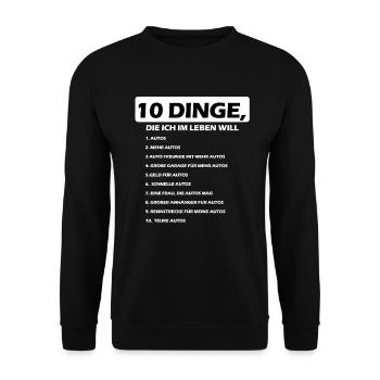 10 Dinge Leben Autos KFZ mechaniker - Unisex Pullover - Schwarz - Vorne - Alina (178cm) & Michal (187cm)