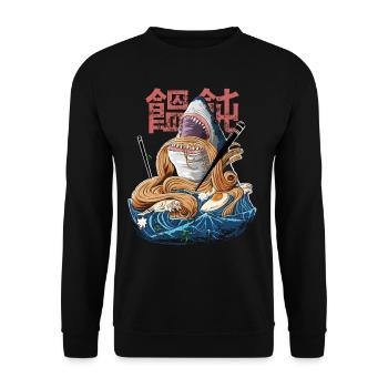 Japan miso ramen udon shark gift vintage - Unisex Sweatshirt - black - Front - Alina (178cm) & Michal (187cm)