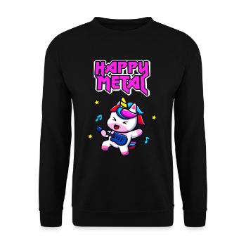 Happy Metal Unicorn Funny Heavy Rock Musician - Unisex Sweatshirt - black - Front - Alina (178cm) & Michal (187cm)