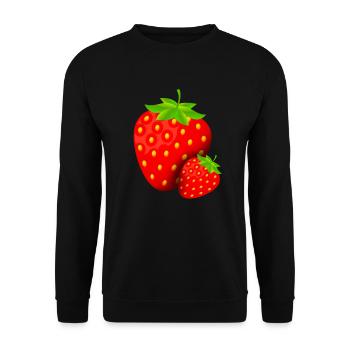 Frische Erdbeeren Obst Vegetarier Veganer Früchte - Unisex Pullover - Schwarz - Vorne - Alina (178cm) & Michal (187cm)
