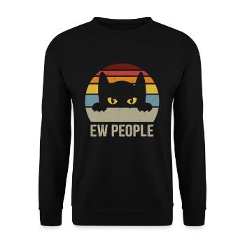 Ew People cute cat vintage cat fun retro gift - Unisex Pullover - Schwarz - Vorne - Alina (178cm) & Michal (187cm)