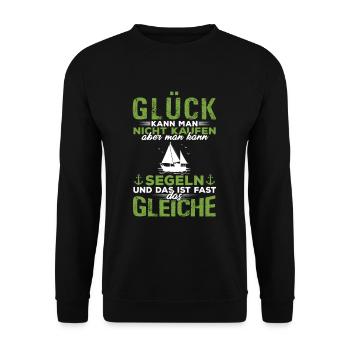 Glück kann man nicht kaufen - Segel Segler - Unisex Pullover - Schwarz - Vorne - Alina (178cm) & Michal (187cm)