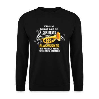 Der Beste Blasmusiker Blasmusik Trompete Musiker - Unisex Pullover - Schwarz - Vorne - Alina (178cm) & Michal (187cm)