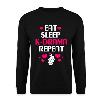 K-Pop Kdrama - Unisex Pullover - Schwarz - Vorne - Alina (178cm) & Michal (187cm)