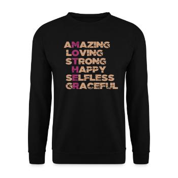 AMAZING LOVING STRONG HAPPY SELFLESS GRACEFUL - Sweat-shirt Unisexe - noir - Devant - Alina (178cm) & Michal (187cm)