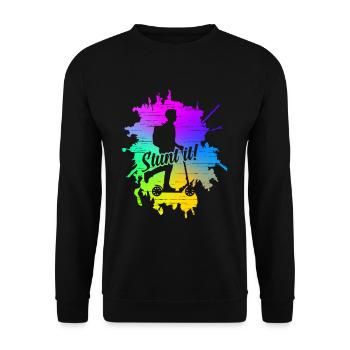 Stunt Scooter vintage retro Stunt It Gifts - Sweat-shirt Unisexe - noir - Devant - Alina (178cm) & Michal (187cm)