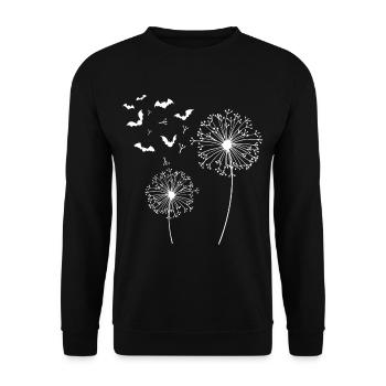 Bat Pusteblume Dandelion Flower Halloween - Unisex Sweatshirt - black - Front - Alina (178cm) & Michal (187cm)