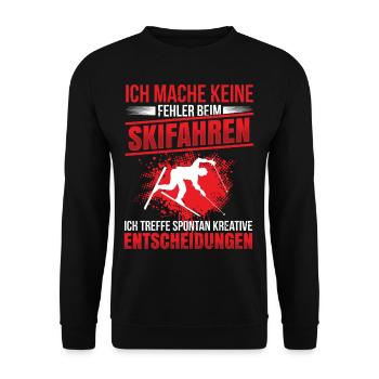 Keine Fehler beim Skifahren Ski Spruch Skifahrer - Unisex Pullover - Schwarz - Vorne - Alina (178cm) & Michal (187cm)