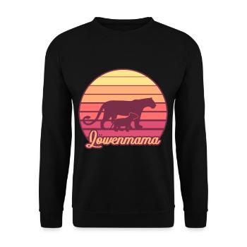 LÖWENMAMA Muttertag Mama Mami - Unisex Pullover - Schwarz - Vorne - Alina (178cm) & Michal (187cm)