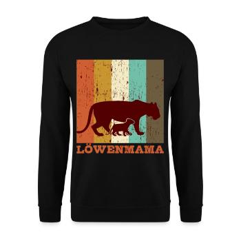LÖWENMAMA Muttertag Mama Mami - Unisex Pullover - Schwarz - Vorne - Alina (178cm) & Michal (187cm)