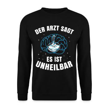 Eisstock Arzt sagt unheilbar Eisstockschütze - Unisex Pullover - Schwarz - Vorne - Alina (178cm) & Michal (187cm)