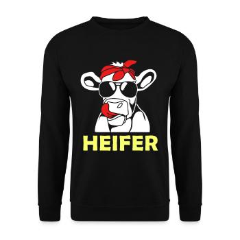 Cow - Unisex Sweatshirt - black - Front - Alina (178cm) & Michal (187cm)